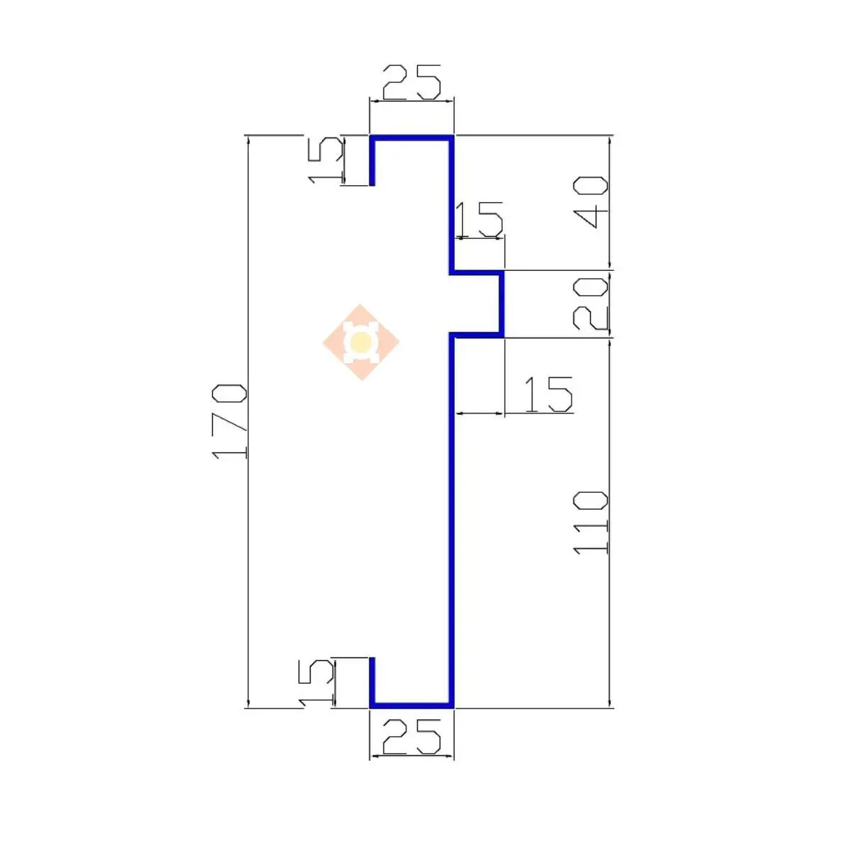 Perfil con medidas para calcular el desarrollo del plegado